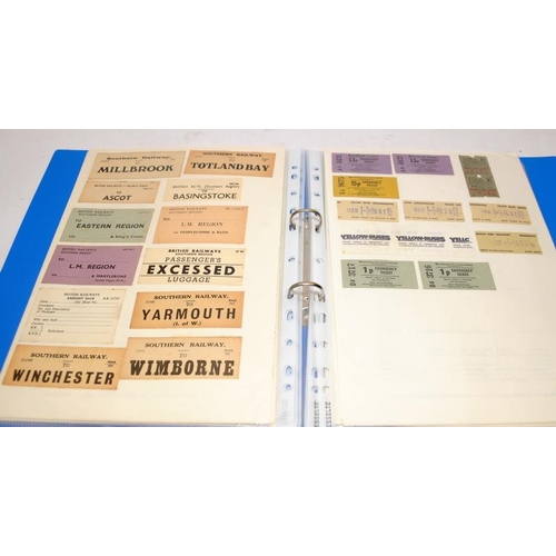 201 - Folder containing a collection of vintage railway and bus tickets, including scarce regional example... 