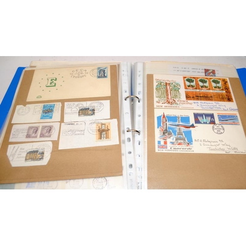 203 - 5 binders containing a large collection of continental postage stamp cancellations, Airmail covers, ... 