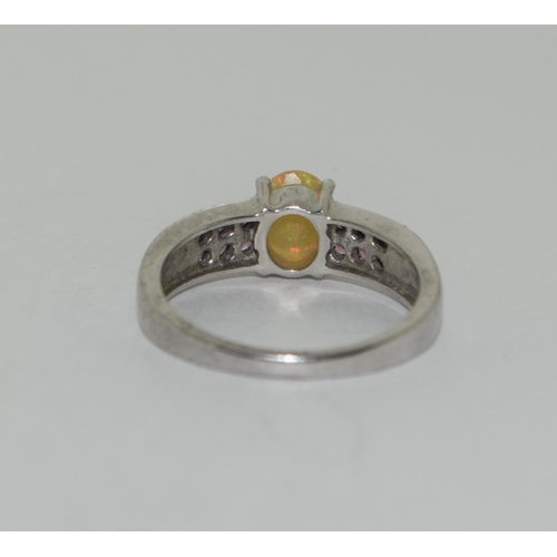 423 - 925 silver opalite ring. Size R.