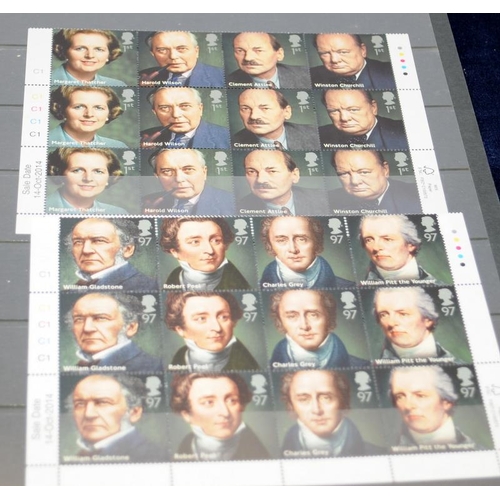 207 - Folder of mint GB stamp sheets, mostly 1st and 2nd Class and high values, includes over 300 unused 1... 