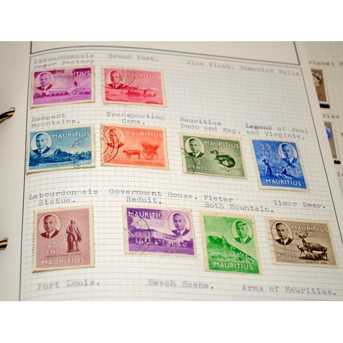 211 - Five albums of stamps as issued by GB overseas territories and Crown Dependencies including Falkland... 