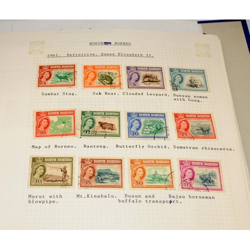 211 - Five albums of stamps as issued by GB overseas territories and Crown Dependencies including Falkland... 