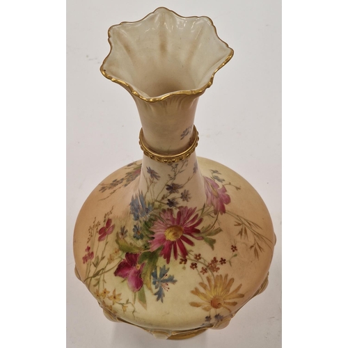 1 - Edwardian Royal Worcester Blush pattern 1538 vase 28cm tall 15cm wide base 7.5cm