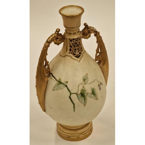 10 - Alexandre blush chine twin handled vase with gilt decoration 5727, 26cm tall 14cm wide 11cm deep