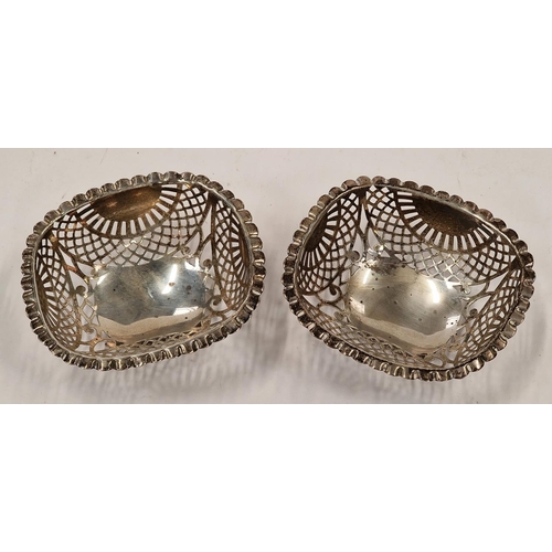 483 - Pair silver embossed bon bon dishes 110g