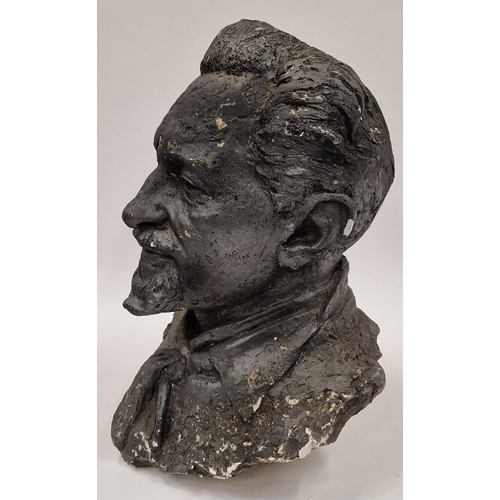 63 - Plaster cast bust of possibly William Shakespeare or Francis Drake 38cm tall.