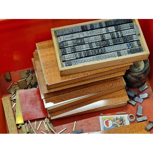 114 - Large collection of printers block letters brass and lead mixture