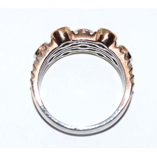 450 - A 925 silver/tri colour CZ bubble ring Size O