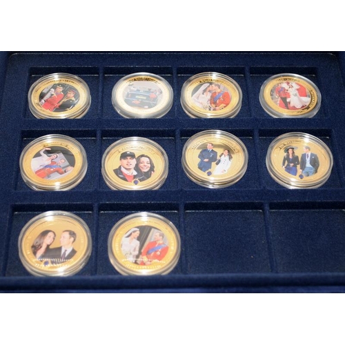 171 - Westminster collection of gold plated photographic coins celebrating William and Kate's wedding. 10 ... 