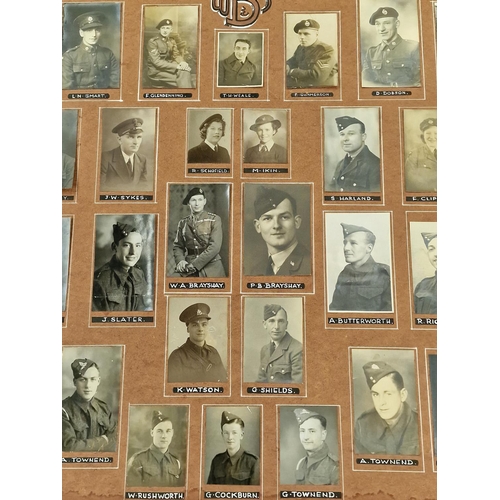 314 - Collection of vintage military photographs mounted to a board 94x79cm.