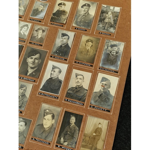 314 - Collection of vintage military photographs mounted to a board 94x79cm.