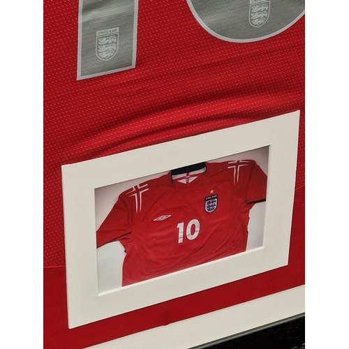 251 - Framed and glazed signed Michael Owen England football shirt 85x80cm.