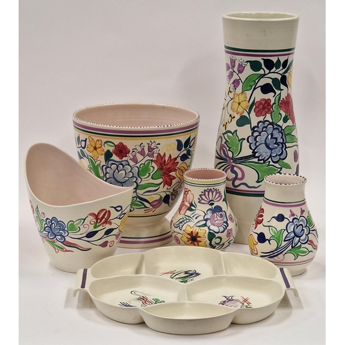 78 - Poole Pottery large BM pattern egg cup planter together with a BM pattern stick stand 15.5