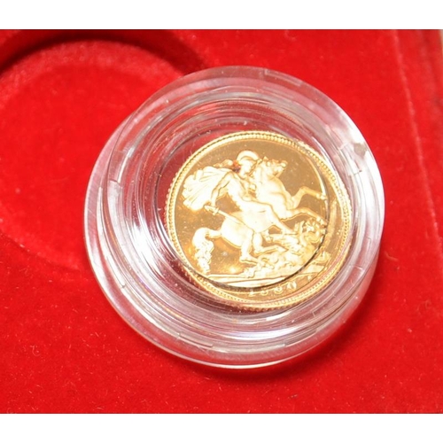 168 - 1980 22ct gold proof finish half Sovereign with certificate in case