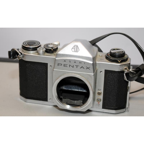 237 - Vintage Asahi Pentax Me Super  and Pentax SV SLR cameras c/w lenses in an aluminium flight case