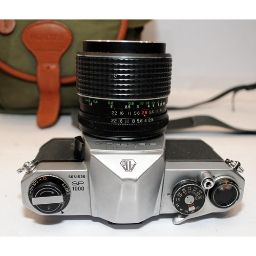 238 - Vintage Asahi Pentax Spotmatic SP1000 35mm film SLR camera c/w 28mm Pentor lens and case. Shutter fi... 