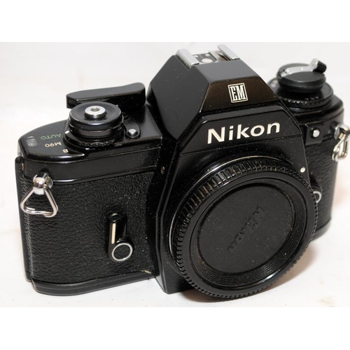 239 - Small collection of vintage cameras and accessories to include a Nikon EM SLR camera. On behalf of A... 