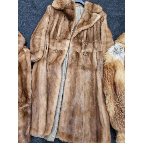 155 - Collection of three vintage ladies fur coats.