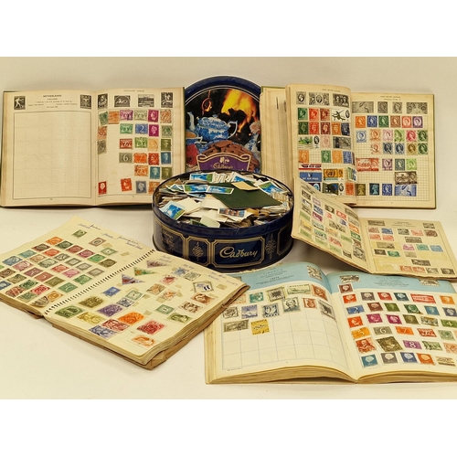 161 - Collection of five albums of various stamps together with a tin of loose stamps.