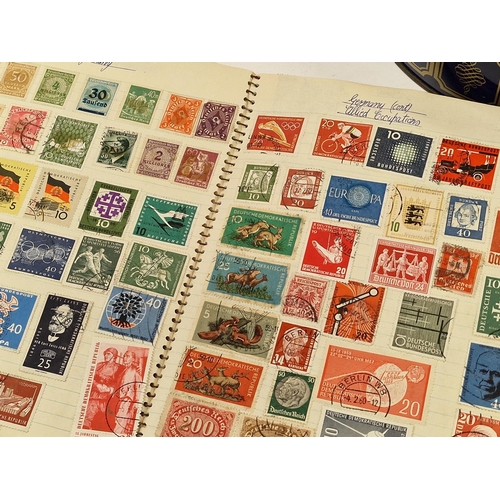 161 - Collection of five albums of various stamps together with a tin of loose stamps.