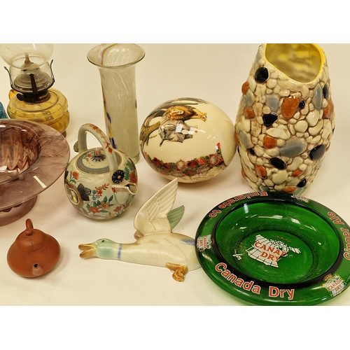 253 - Collection of mixed glassware, china, pottery and other collectables to include Poole Pottery duck, ... 