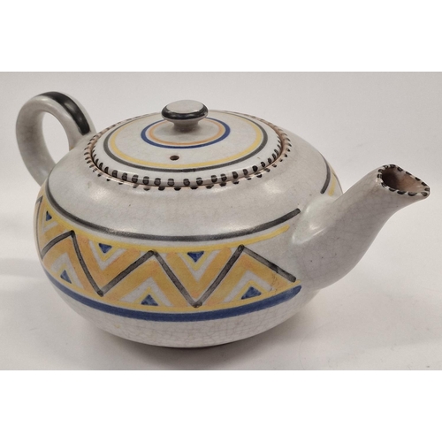 44 - Poole Pottery Carter Stabler Adams hard to find large CN pattern geometric design teapot.