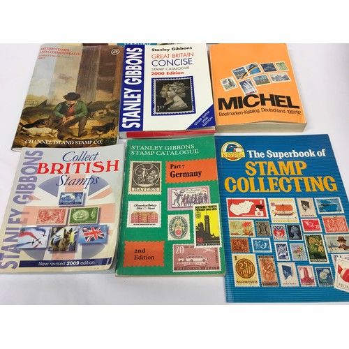 151 - Collection of Stanley Gibbons stamp catalogues together with other stamp collecting books (8)