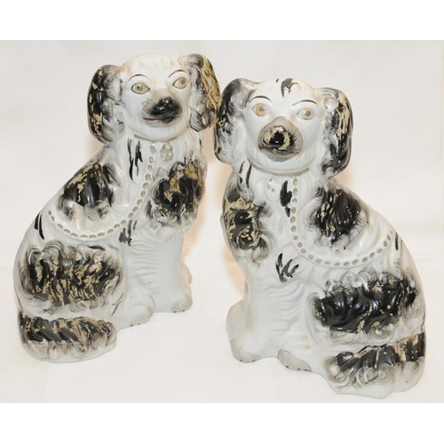 3 - Pair of vintage Staffordshire flat back dogs