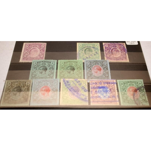 132 - Stamps: East Africa & Uganda Protectorate. A selection of high values, some fiscal. Cat £950+ (2)