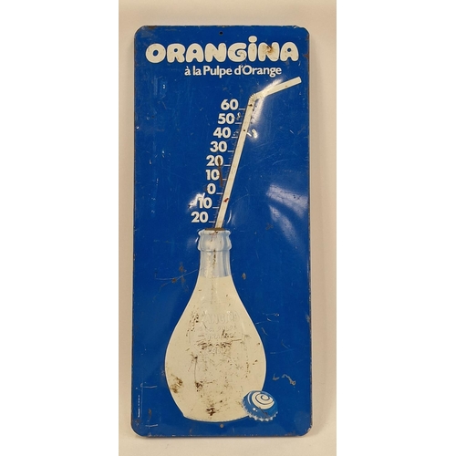 93 - Vintage French Orangina tin plate advertising sign 62x27cm.