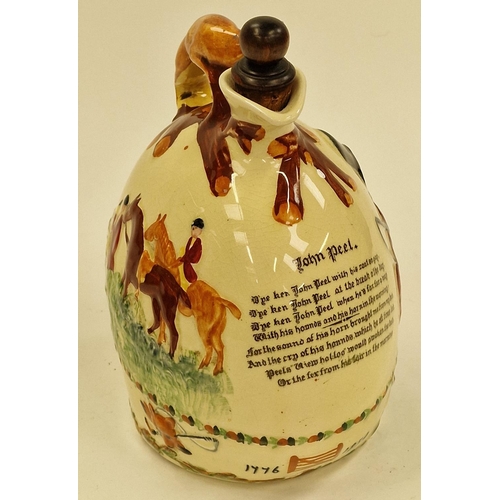 96 - John Peel Crown Devon Fieldings musical jug pitcher. Music box is functioning 21cm tall.