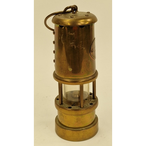 97 - Contemporary brass miners safety lamp 19cm tall.