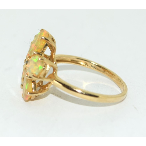 396 - Opal daisy 10ct gold ring Size Q