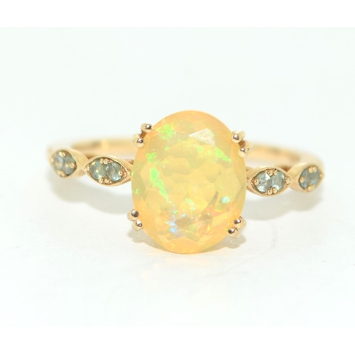 500 - Opal solitaire 9ct gold ring Size O