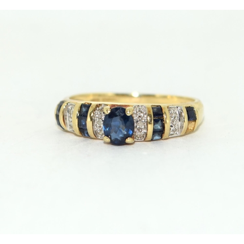 435 - Sapphire/Diamond 14ct gold ring Size N+