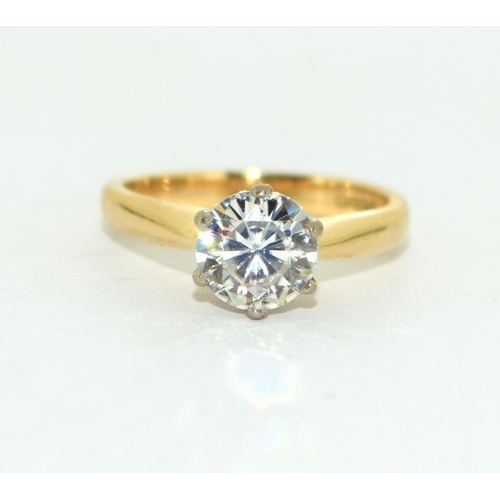 495 - A moissanite diamond ring approx 1.00ct in 18ct gold, 4.3g Size K