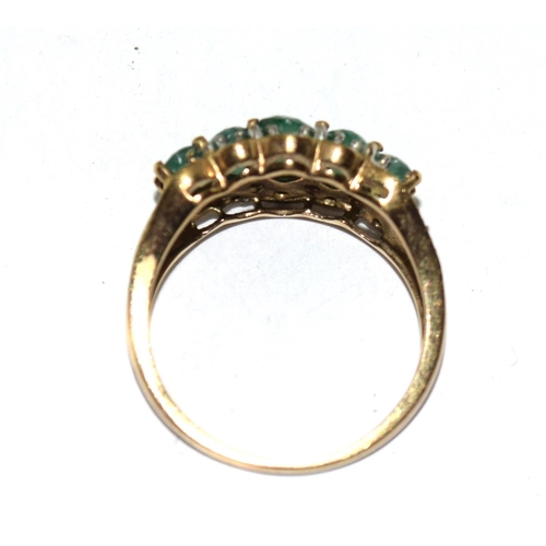 458 - Emerald/Diamond 9ct gold ring Size M+