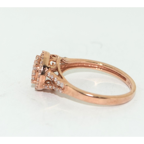 471 - Diamond rose gold 9ct gold ring Size N