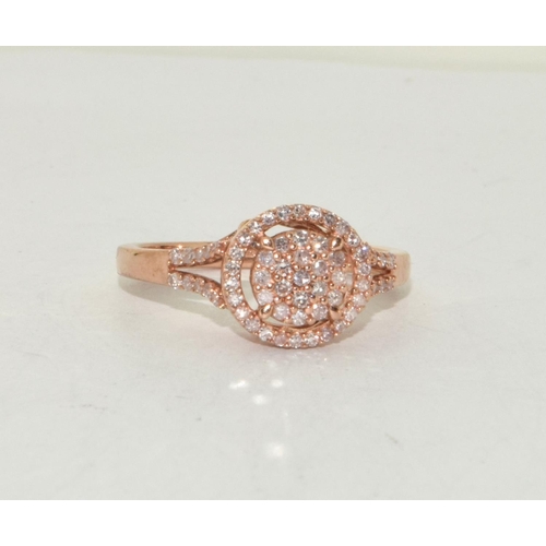 471 - Diamond rose gold 9ct gold ring Size N