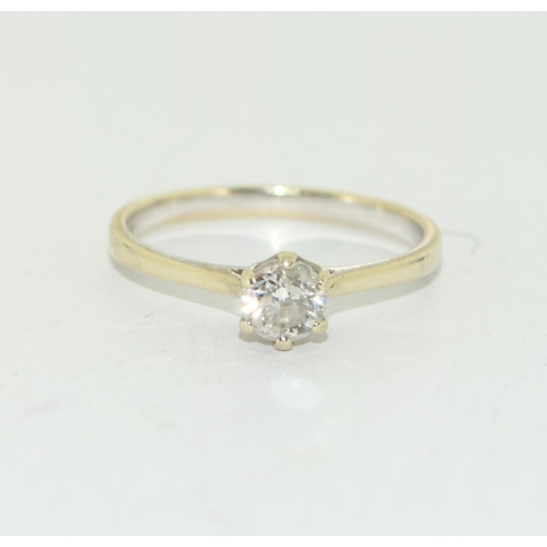 436 - 9ct gold and diamond solitaire ring approx 0.40 points, Size Q+