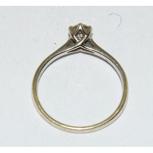 436 - 9ct gold and diamond solitaire ring approx 0.40 points, Size Q+