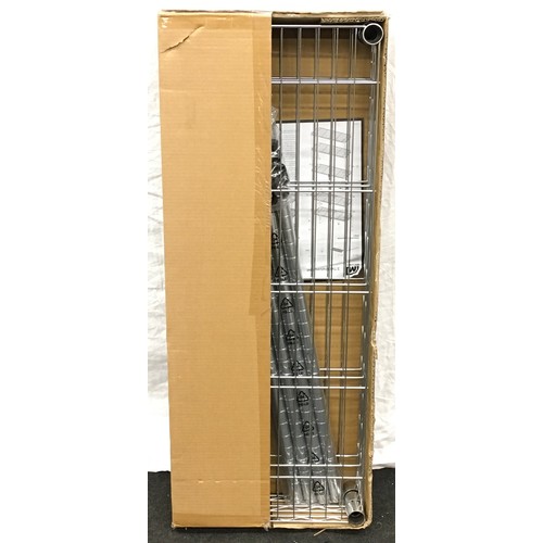 334 - Montgomery three tier shelving unit brand new in box (one box tab is missing) 91x36x91cm.