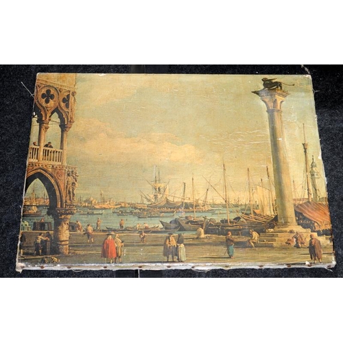 318 - Gilt framed mirror with bevelled glass 90x60cm, W Russell Flint print 70x60cm, and a Venice picture ... 