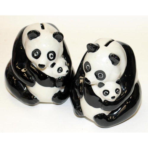 285 - Wade Nat West Bank pig money boxes together with 2 similar Panda money boxes