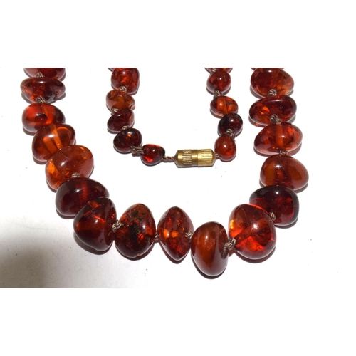 505 - Three vintage Baltic Honey Amber necklaces.