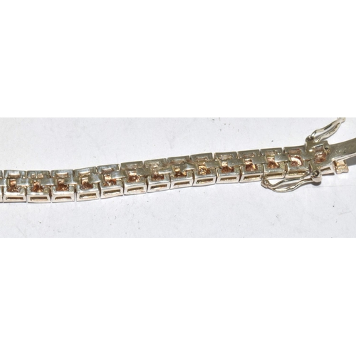 503 - Stunning champagne CZ 925 silver bracelet.