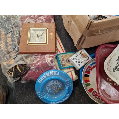 352 - Large box of vintage breweryana collectable mainly dating from the 1970s and 1980s. Includes trays, ... 