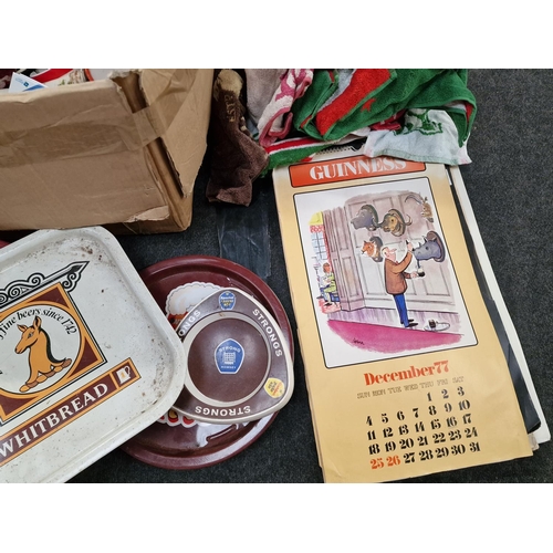 352 - Large box of vintage breweryana collectable mainly dating from the 1970s and 1980s. Includes trays, ... 