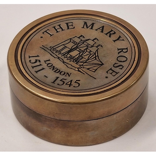 273 - A brass cased compass inscribed The Mary Rose.