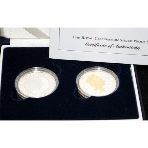 26 - As issued by the Royal Mint: Royal Celebration Silver Proof set of two crowns, with certificate in p... 